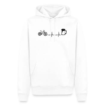Heartbeat Bière et vélo électrique - - Sweat à capuche Premium bio Homme - blanc - Devant - Nico (187cm)