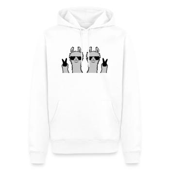 Équipe Lama Amis Paix - Sweat à capuche Premium bio Homme - blanc - Devant - Nico (187cm)