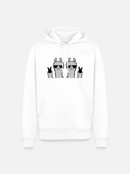 Team Llama Friends Peace - Men’s Premium Organic Hoodie - white