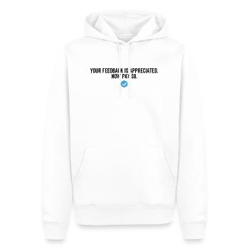 Vos commentaires sont appréciés maintenant Payez 8 dollars - Sweat à capuche Premium bio Homme - blanc - Devant - Nico (187cm)