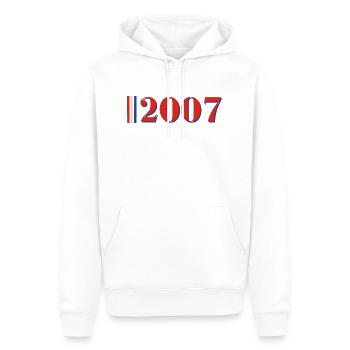 Jahr 2007 - Männer Premium Bio Hoodie - Weiß - Vorne - Nico (187cm)