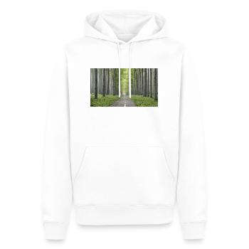 Strasse im Wald - Männer Premium Bio Hoodie - Weiß - Vorne - Nico (187cm)