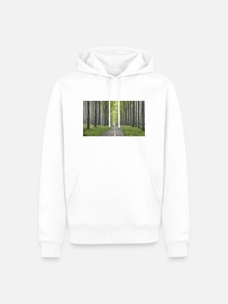 Strasse im Wald - Männer Premium Bio Hoodie - Weiß