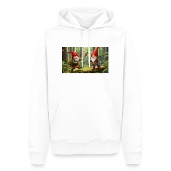 Gnomes chassant sauterelle - Sweat à capuche Premium bio Homme - blanc - Devant - Nico (187cm)