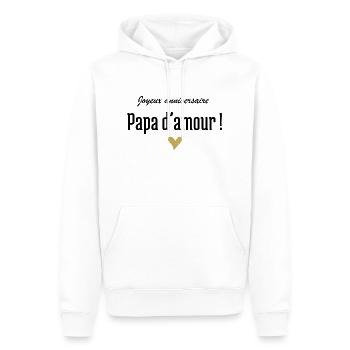 Joyeux anniversaire papa d’amour - Sweat à capuche Premium bio Homme - blanc - Devant - Nico (187cm)