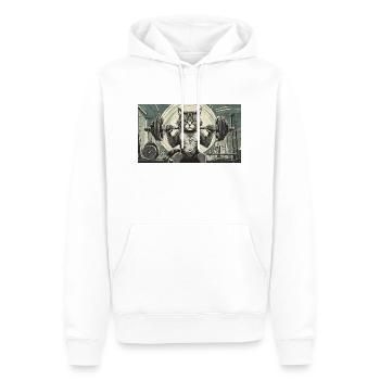 Jeu de mots ambigu sur l’expression allemande - Muskelkater - Sweat à capuche Premium bio Homme - blanc - Devant - Nico (187cm)