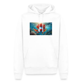 Jeu de mots : expression allemande ambiguë - Clownfisch - Sweat à capuche Premium bio Homme - blanc - Devant - Nico (187cm)