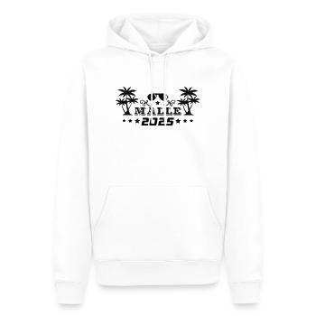 MALLE 2025 - Sweat à capuche Premium bio Homme - blanc - Devant - Nico (187cm)