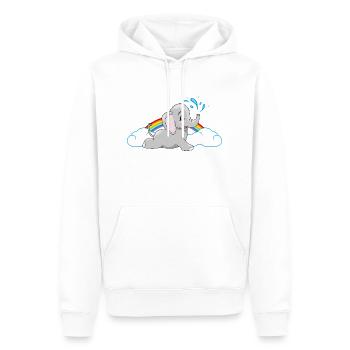 Elefantenbaby badet zwischen Regenbogen und Wolken - Männer Premium Bio Hoodie - Weiß - Vorne - Nico (187cm)