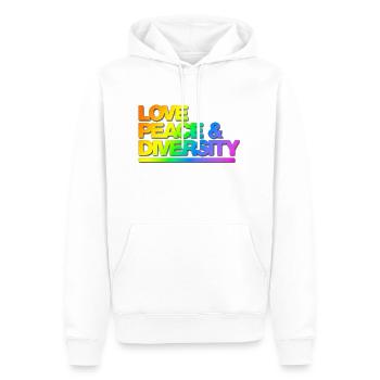 Typo Love Peace Diversity Rainbow Shadow - Männer Premium Bio Hoodie - Weiß - Vorne - Nico (187cm)