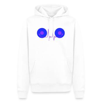 DJ Disques Vinyle Pulse Musique de fête Battement de cœur - Sweat à capuche Premium bio Homme - blanc - Devant - Nico (187cm)