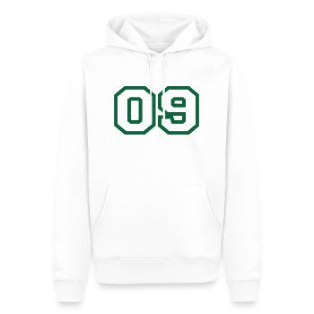 Numéro 9 sport vert - Sweat à capuche Premium bio Homme - blanc - Devant - Nico (187cm)