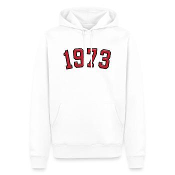Année de naissance sport 1973 - Sweat à capuche Premium bio Homme - blanc - Devant - Nico (187cm)