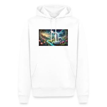 Ein mystisches Einhorn mit leuchtendem Horn - Männer Premium Bio Hoodie - Weiß - Vorne - Nico (187cm)