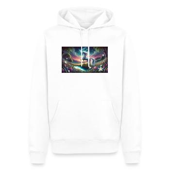 Ein mystisches Einhorn mit Aurora Boreralis - Männer Premium Bio Hoodie - Weiß - Vorne - Nico (187cm)