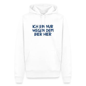 Ich bin wegen dem Bier hier - Männer Premium Bio Hoodie - Weiß - Vorne - Nico (187cm)