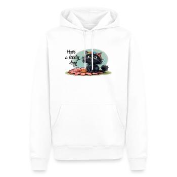Happy Kitten on a Flower - Smile with us! - Men’s Premium Organic Hoodie - white - Front - Nico (187cm)
