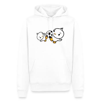 2 Vögel spielen Fußball zusammen Spaß Ball Sport - Männer Premium Bio Hoodie - Weiß - Vorne - Nico (187cm)