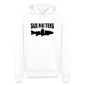 size matters - Men’s Premium Organic Hoodie - white - Front - Nico (187cm)
