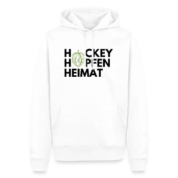 Hockey, Hopfen, Heimat - Männer Premium Bio Hoodie - Weiß - Vorne - Nico (187cm)
