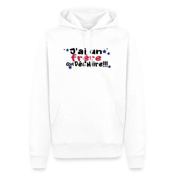 mon frère déchire - Sweat à capuche Premium bio Homme - blanc - Devant - Nico (187cm)