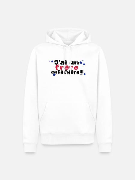 mon frère déchire - Sweat à capuche Premium bio Homme - blanc
