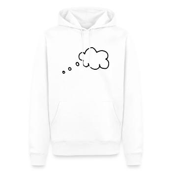 Gedankenblase,Symbol,Fantasie,denken,Rede,Zeichen, - Männer Premium Bio Hoodie - Weiß - Vorne - Nico (187cm)