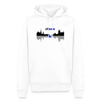 zürich - Männer Premium Bio Hoodie - Weiß - Vorne - Nico (187cm)