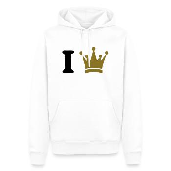 i king - Sweat à capuche Premium bio Homme - blanc - Devant - Nico (187cm)