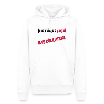 Je ne suis pas parfait mais celibataire - Sweat à capuche Premium bio Homme - blanc - Devant - Nico (187cm)