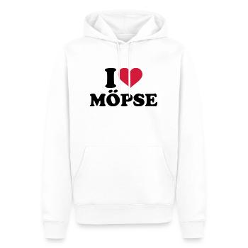 Mops - Männer Premium Bio Hoodie - Weiß - Vorne - Nico (187cm)