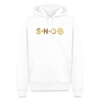 SNOB Bitcoin - Männer Premium Bio Hoodie - Weiß - Vorne - Nico (187cm)