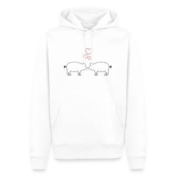 Cochons amoureux - Sweat à capuche Premium bio Homme - blanc - Devant - Nico (187cm)