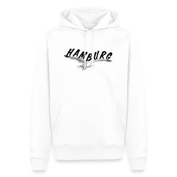 Hamburg über Möwe - schwarz - Männer Premium Bio Hoodie - Weiß - Vorne - Nico (187cm)