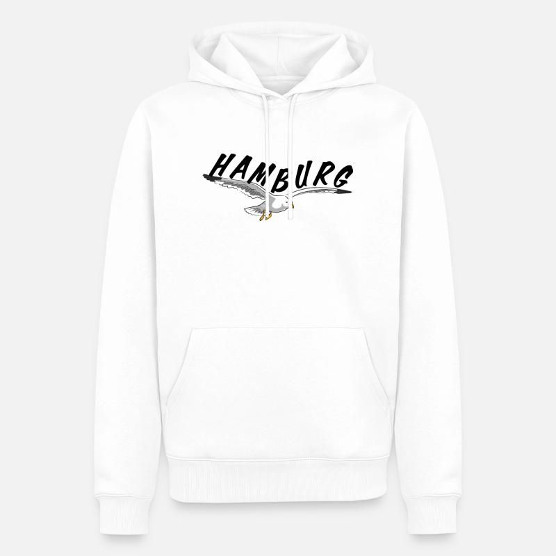 Hamburg über Möwe - schwarz - Männer Premium Bio Hoodie - Weiß