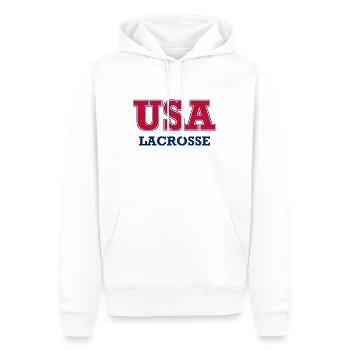 USA Lacrosse - National Colors - United States - Männer Premium Bio Hoodie - Weiß - Vorne - Nico (187cm)