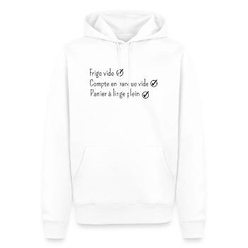 panier à linge plein humour - Sweat à capuche Premium bio Homme - blanc - Devant - Nico (187cm)