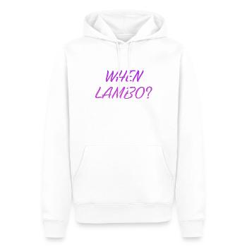 QUAND LAMBO FUSHIA - Sweat à capuche Premium bio Homme - blanc - Devant - Nico (187cm)