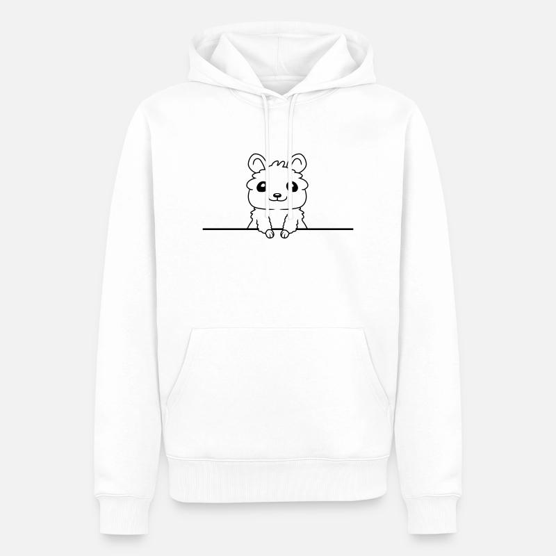 Derrière le mur hamster drôle - Sweat à capuche Premium bio Homme - blanc