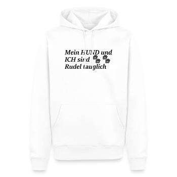 Teamplayer gibt es bei Zwei-und Vierbeinern. - Männer Premium Bio Hoodie - Weiß - Vorne - Nico (187cm)