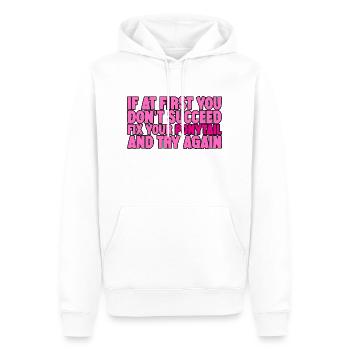 Si au début vous ne réussissez pas, réparez votre queue de cheval 4 - Sweat à capuche Premium bio Homme - blanc - Devant - Nico (187cm)