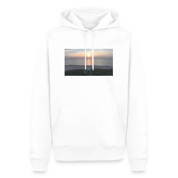 Sonnenuntergang - Sankt Peter Ording - Männer Premium Bio Hoodie - Weiß - Vorne - Nico (187cm)