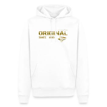 Original since 1985 - Männer Premium Bio Hoodie - Weiß - Vorne - Nico (187cm)