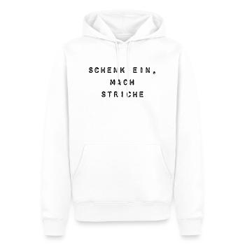 T-Shirt "Schenk ein, mach Striche" - Männer Premium Bio Hoodie - Weiß - Vorne - Nico (187cm)