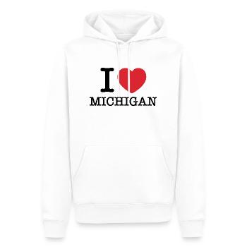 Ich liebe Michigan | Michigan | I Herz Michigan - Männer Premium Bio Hoodie - Weiß - Vorne - Nico (187cm)