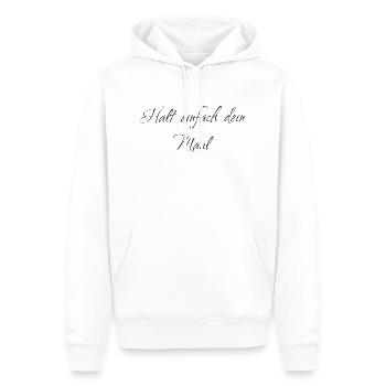 7FC12D49 0C58 4345 8B6A B8DA777A2F45 - Männer Premium Bio Hoodie - Weiß - Vorne - Nico (187cm)