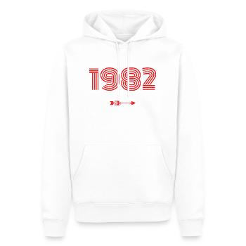 Jahrgang 1982 - Männer Premium Bio Hoodie - Weiß - Vorne - Nico (187cm)
