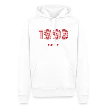Né en 1993 - Sweat à capuche Premium bio Homme - blanc - Devant - Nico (187cm)