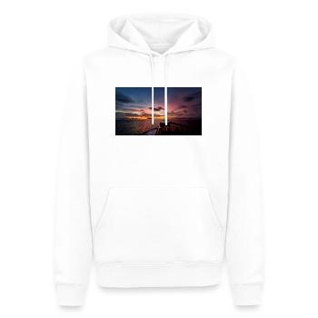 Beau coucher de soleil en pleine mer - Sweat à capuche Premium bio Homme - blanc - Devant - Nico (187cm)