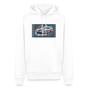 Voiture de course Blanc-Rouge - Sweat à capuche Premium bio Homme - blanc - Devant - Nico (187cm)